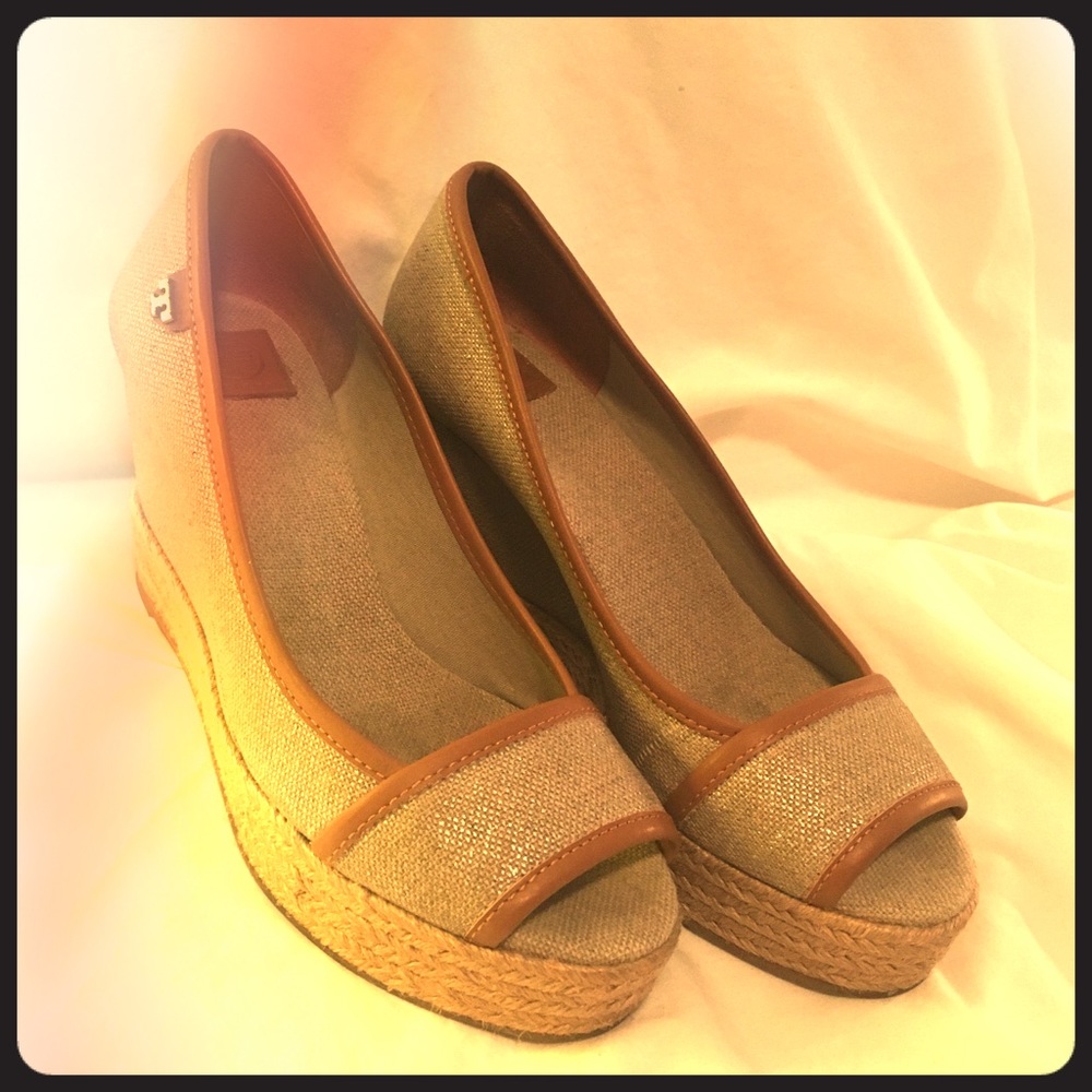 Tory Burch 3’1/2 inch wedge shoes.